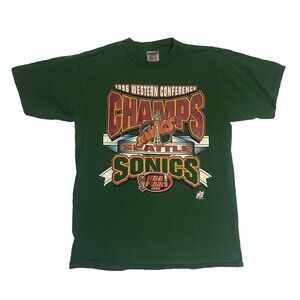 VTG Seattle Sonics 1996 T Shirt Size Large NBA Finals Single Stitch Oneida
